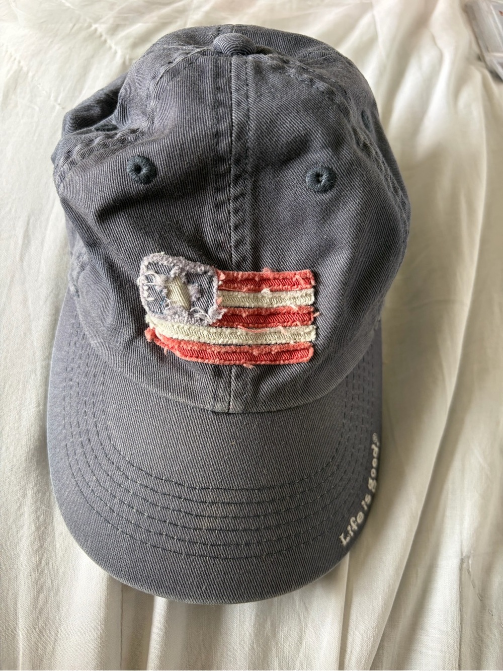 Life is Good Distressed Flag Baseball Cap